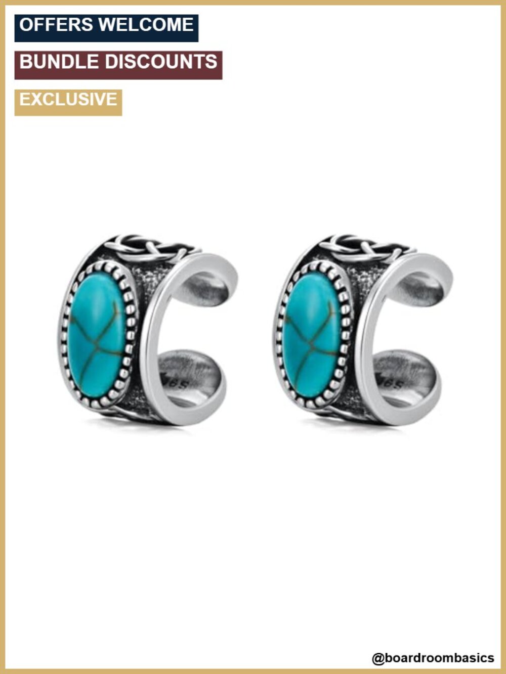 925 Sterling Silver Turquoise Celtic Knot Ear Cuff Non Pierced